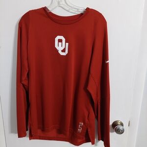 Red Nike Long Sleeve Shirt with OU Logo